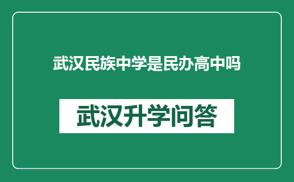 武汉民族中学是民办高中吗