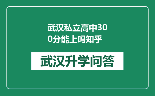 武汉私立高中300分能上吗知乎