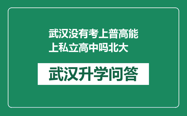武汉没有考上普高能上私立高中吗北大