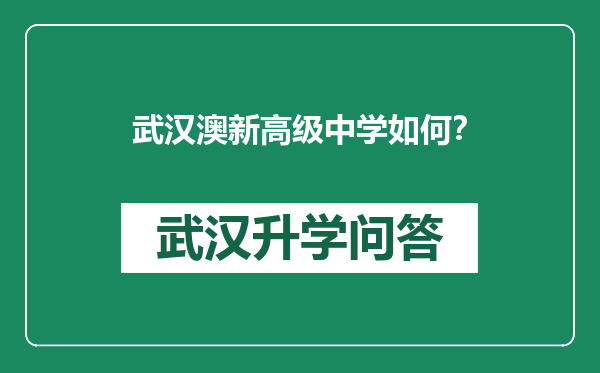 武汉澳新高级中学如何？