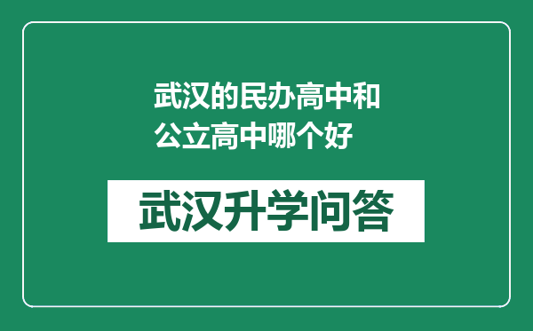 武汉的民办高中和公立高中哪个好