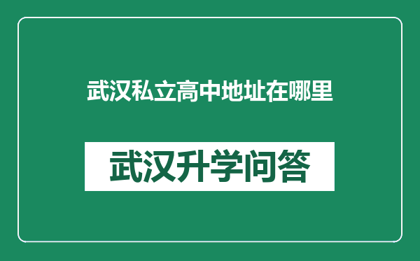 武汉私立高中地址在哪里