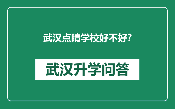 武汉点睛学校好不好？