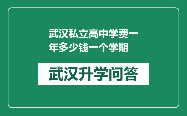武汉私立高中学费一年多少钱一个学期
