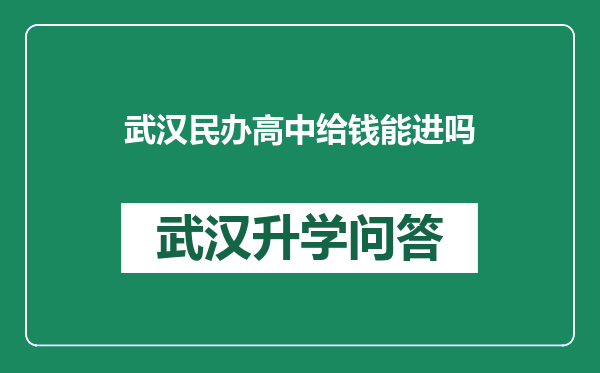 武汉民办高中给钱能进吗