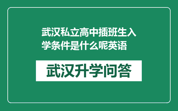 武汉私立高中插班生入学条件是什么呢英语