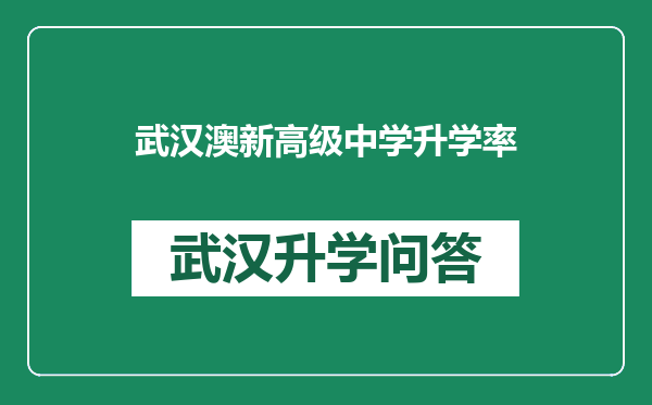 武汉澳新高级中学升学率