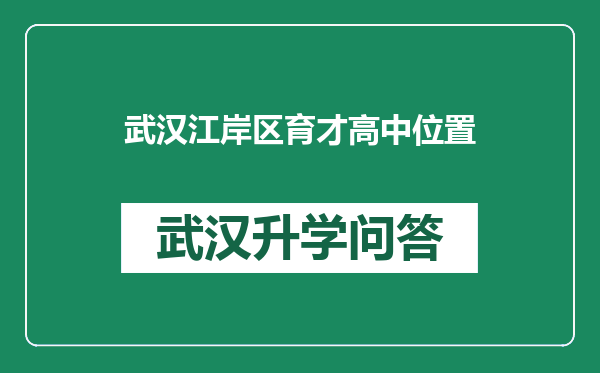 武汉江岸区育才高中位置
