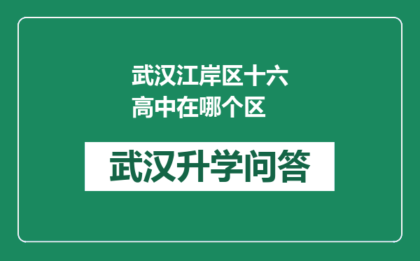 武汉江岸区十六高中在哪个区