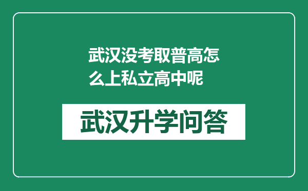 武汉没考取普高怎么上私立高中呢