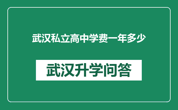 武汉私立高中学费一年多少