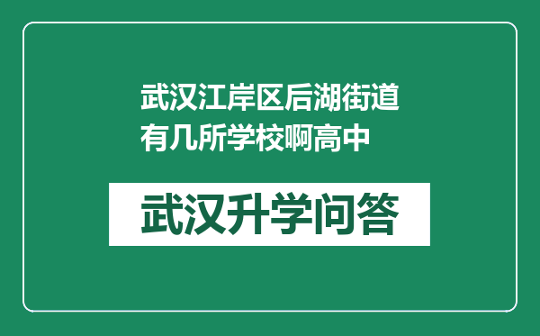 武汉江岸区后湖街道有几所学校啊高中