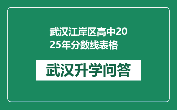 武汉江岸区高中2025年分数线表格