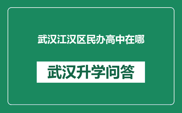 武汉江汉区民办高中在哪