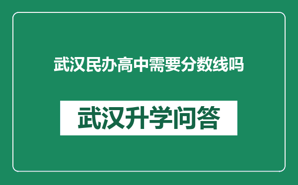 武汉民办高中需要分数线吗