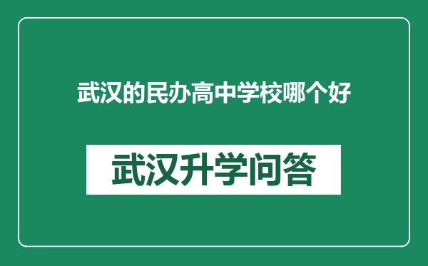 武汉的民办高中学校哪个好