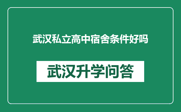 武汉私立高中宿舍条件好吗
