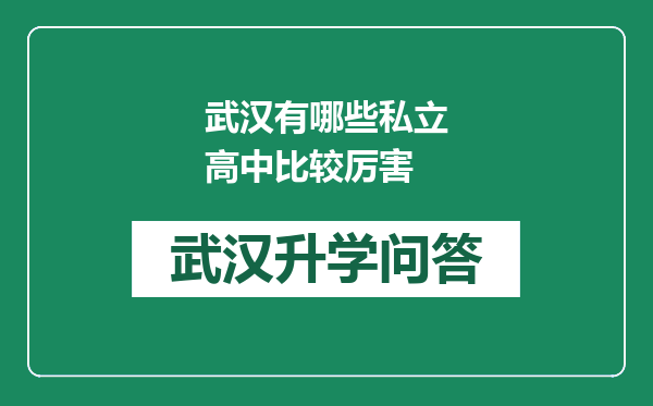 武汉有哪些私立高中比较厉害