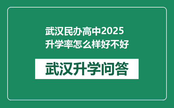武汉民办高中2025升学率怎么样好不好