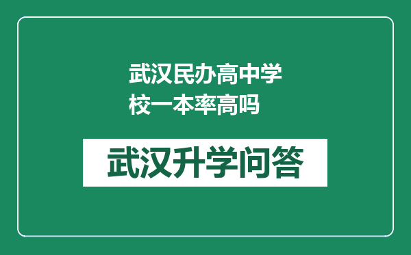 武汉民办高中学校一本率高吗