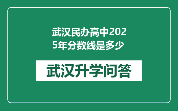 武汉民办高中2025年分数线是多少