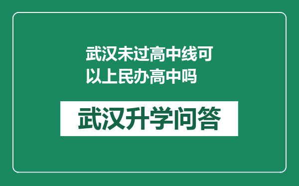 武汉未过高中线可以上民办高中吗
