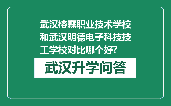武汉榕霖职业技术学校和武汉明德电子科技技工学校对比哪个好？