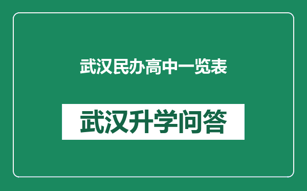 武汉民办高中一览表