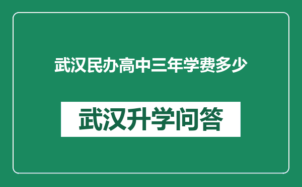 武汉民办高中三年学费多少