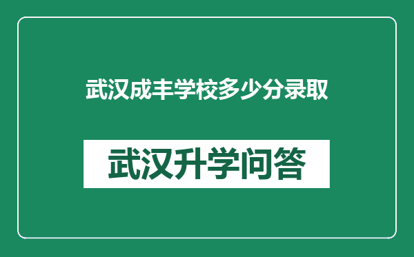 武汉成丰学校多少分录取