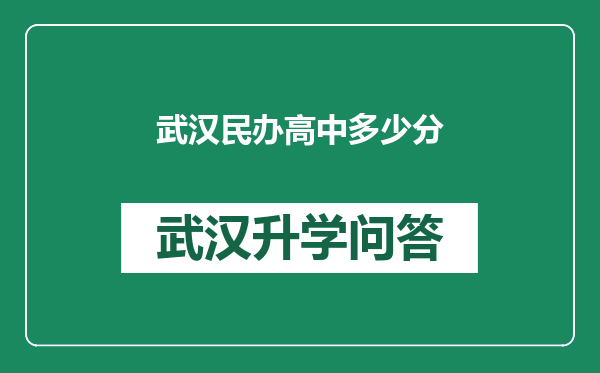 武汉民办高中多少分