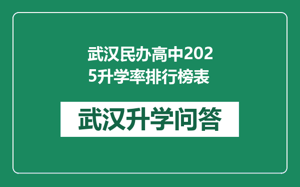 武汉民办高中2025升学率排行榜表