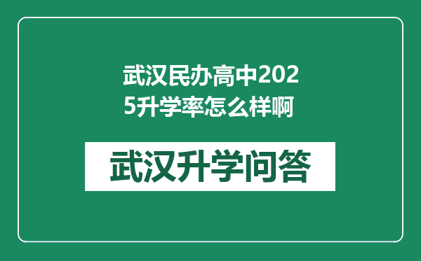 武汉民办高中2025升学率怎么样啊