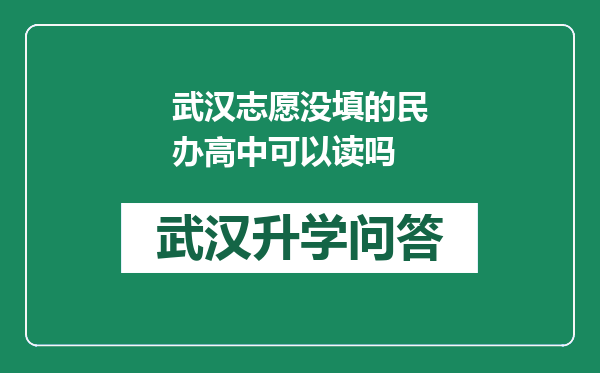 武汉志愿没填的民办高中可以读吗