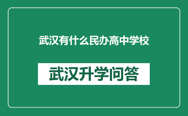 武汉有什么民办高中学校