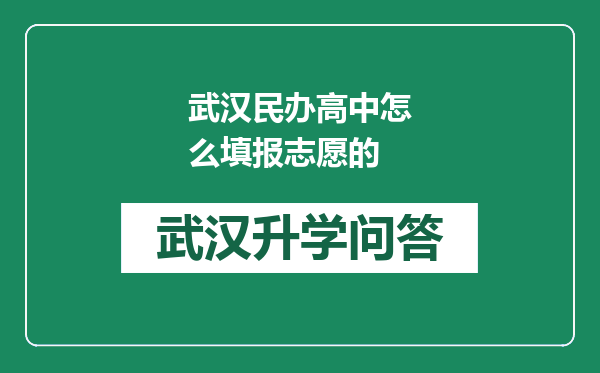 武汉民办高中怎么填报志愿的