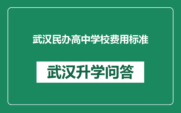 武汉民办高中学校费用标准
