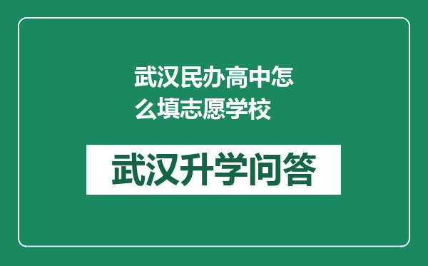 武汉民办高中怎么填志愿学校