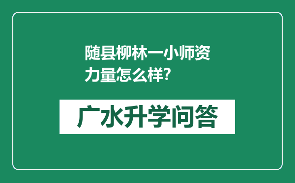 随县柳林一小师资力量怎么样？