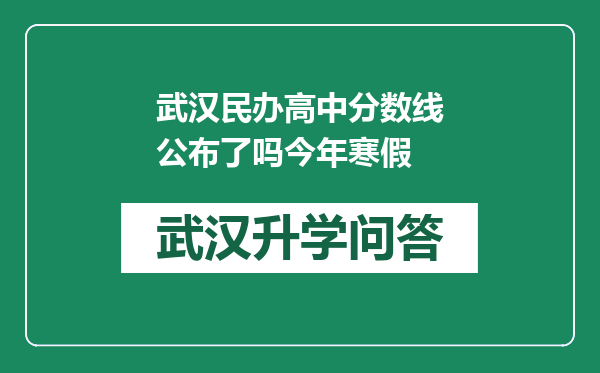 武汉民办高中分数线公布了吗今年寒假