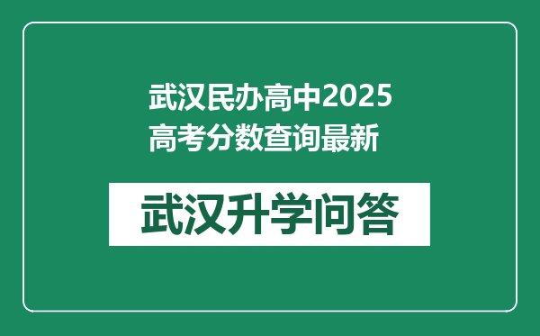 武汉民办高中2025高考分数查询最新
