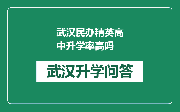 武汉民办精英高中升学率高吗
