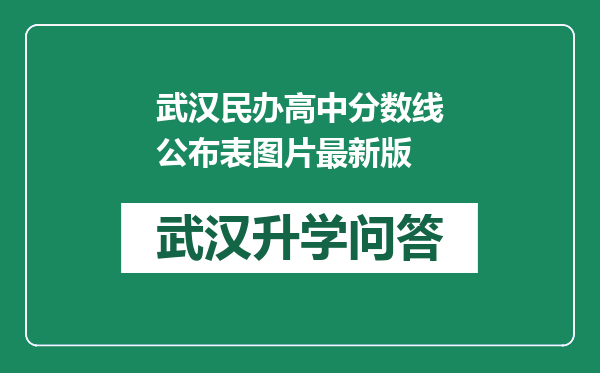 武汉民办高中分数线公布表图片最新版