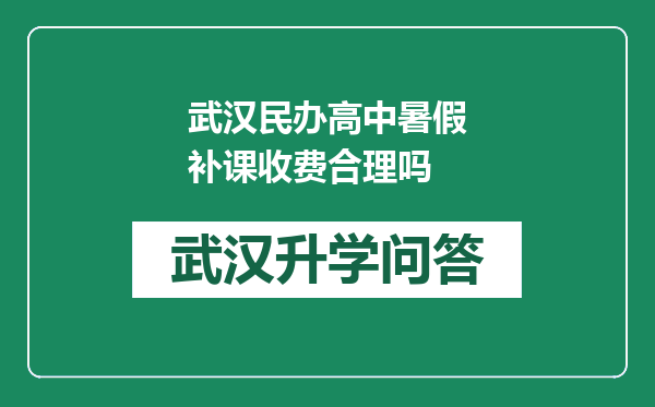 武汉民办高中暑假补课收费合理吗