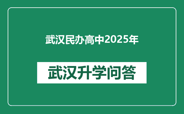 武汉民办高中2025年