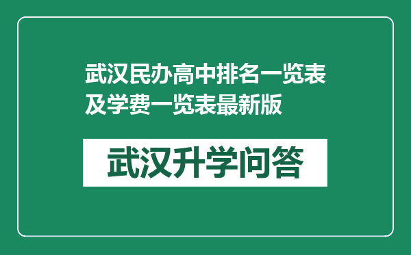 武汉民办高中排名一览表及学费一览表最新版