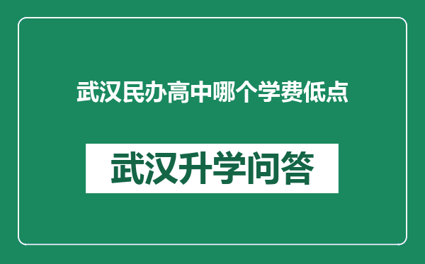 武汉民办高中哪个学费低点