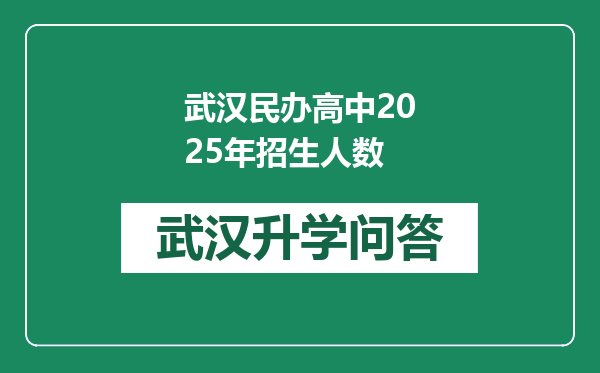 武汉民办高中2025年招生人数
