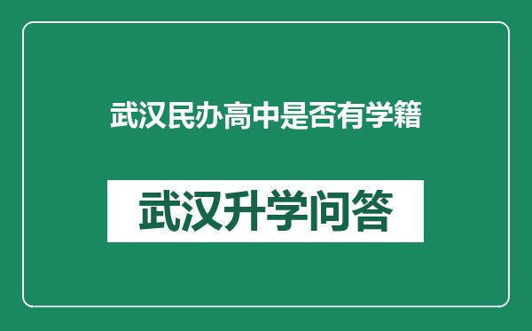 武汉民办高中是否有学籍