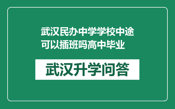 武汉民办中学学校中途可以插班吗高中毕业